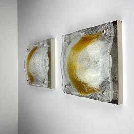 Vintage Murano wall lamps, Italy 1980s, Set of 2