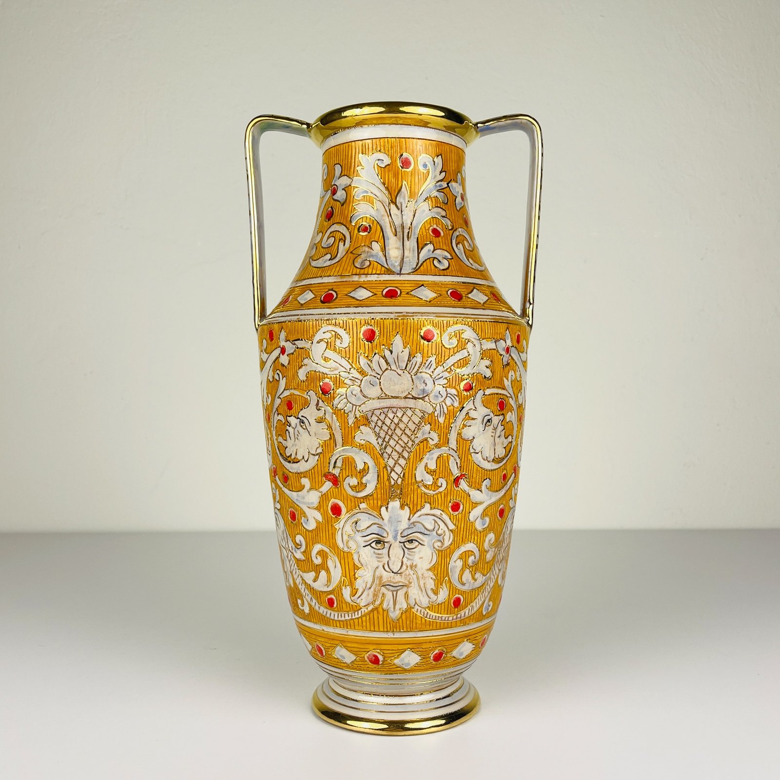 Antique ceramic vase by Serafino Volpi for Deruta, Italy, 1940-50s