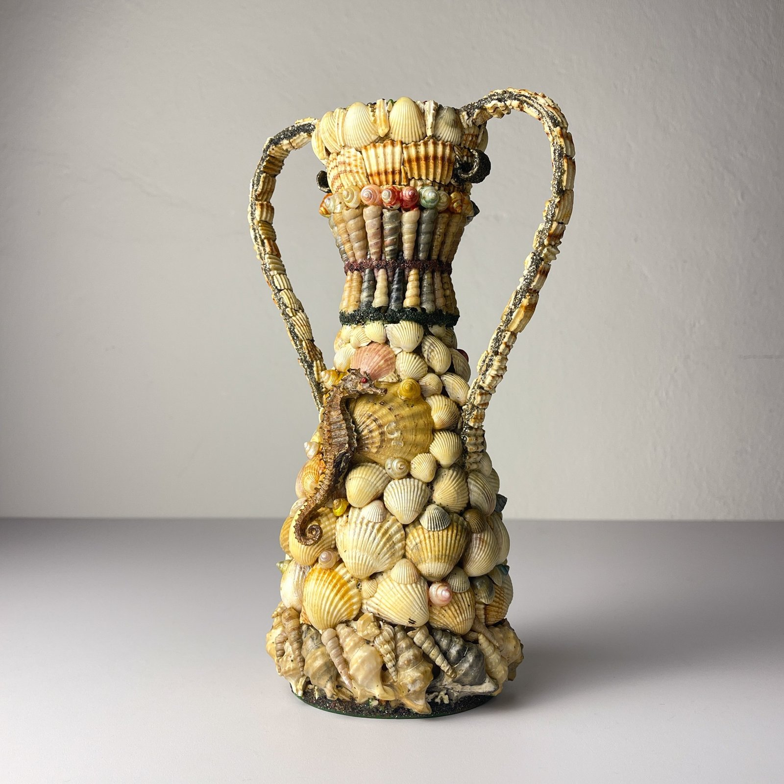 Vintage vase of shells 70s
