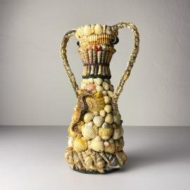 Vintage vase of shells 70s