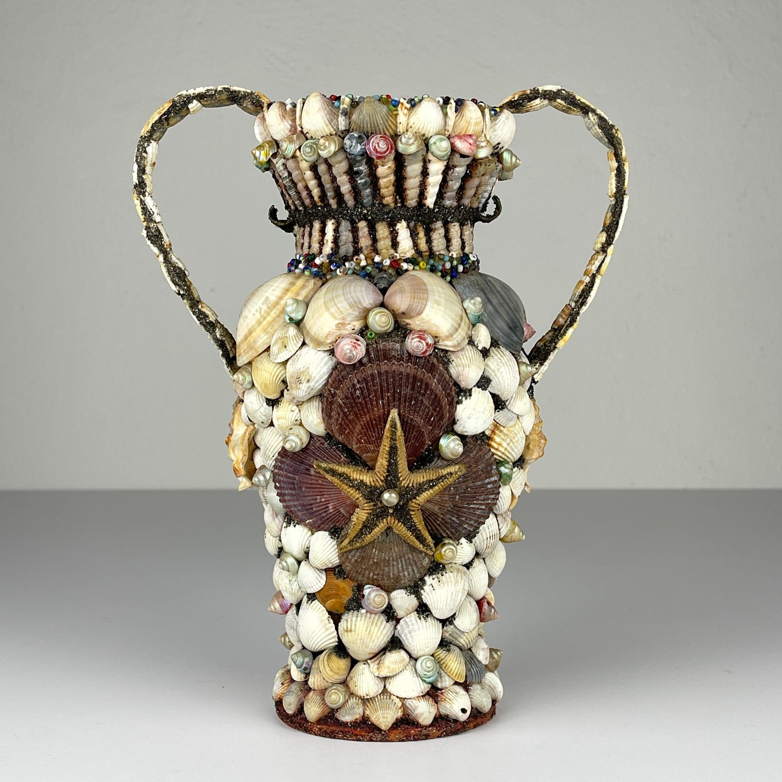 Vintage vase of shells 70s