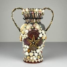 Vintage vase of shells 70s