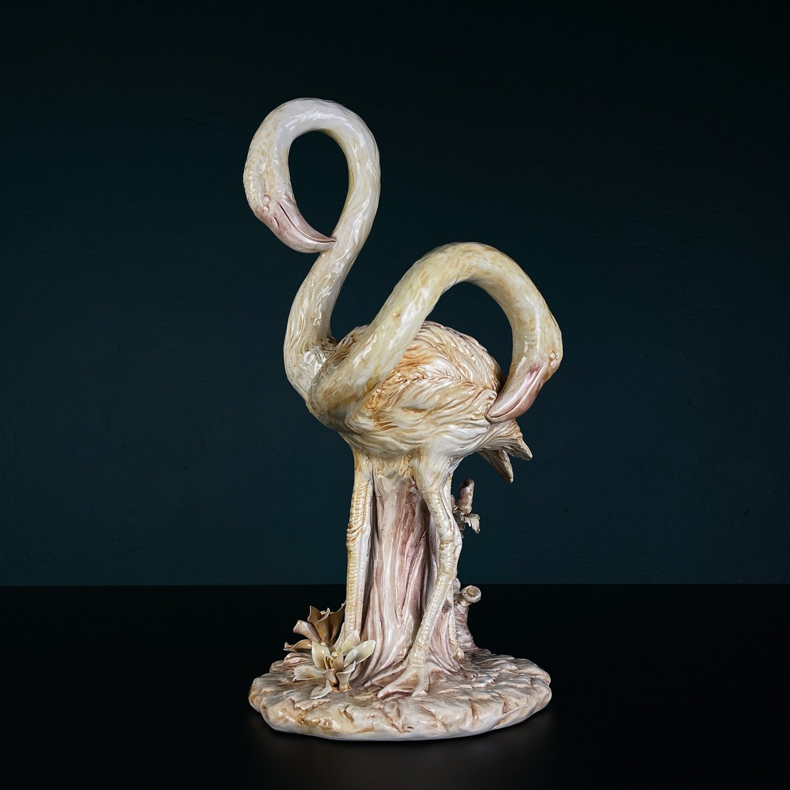 Original ceramic sculpture of Flamingo from Bassano, Italy 1980s
