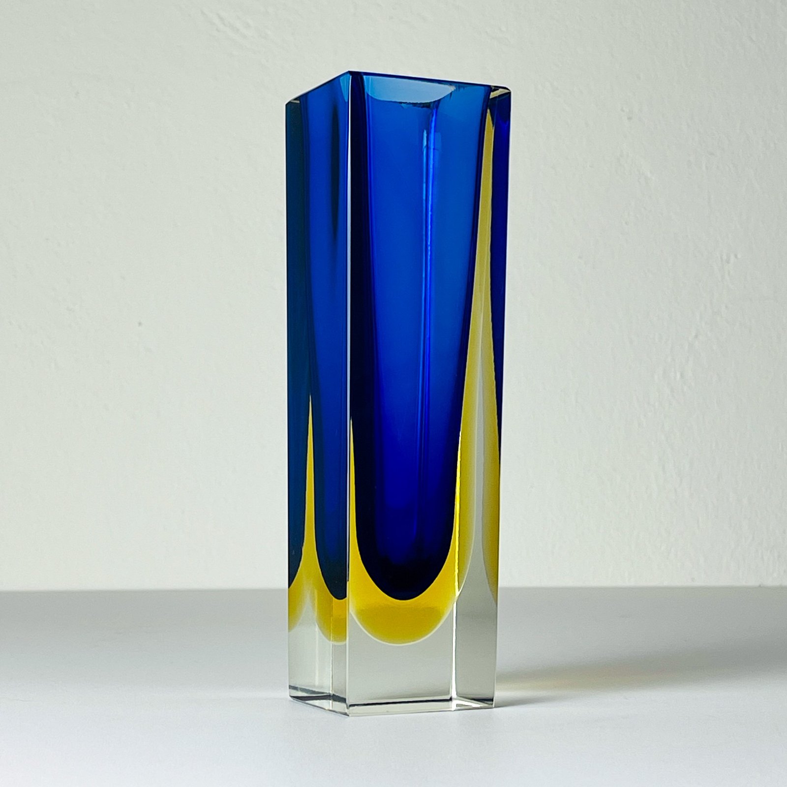 Sommerso blue Murano glass vase, style Flavio Poli, Italy 1970s