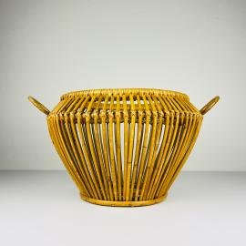 Vintage rattan basket, Italy 1960s