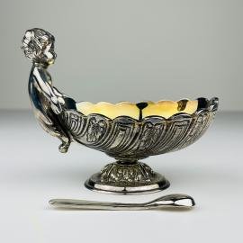 Original Silver-Plated Caviar Server with Spoon by Royal Family Sheffield, Italy 1990s