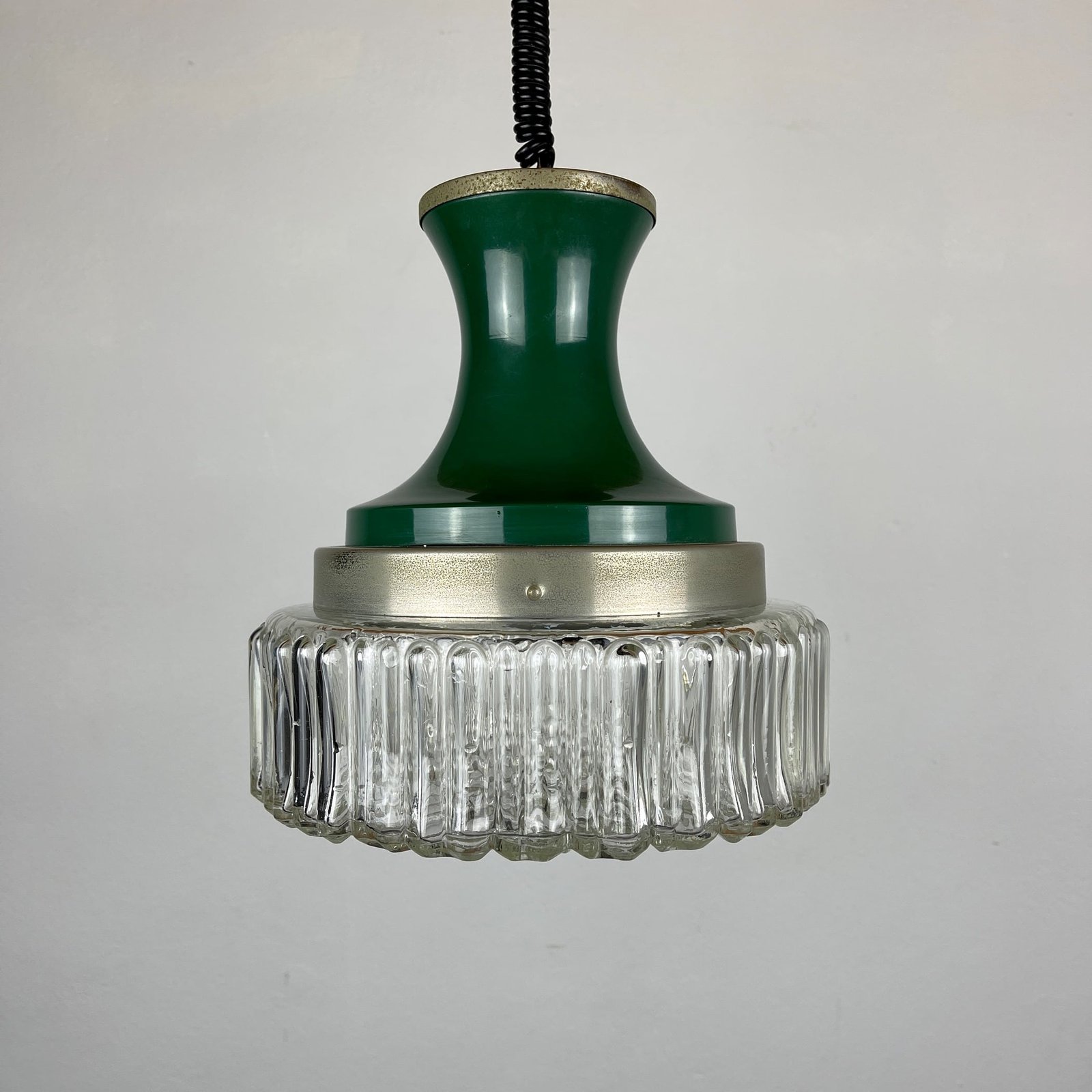 Mid-century green pendant lamp Italy 1970s