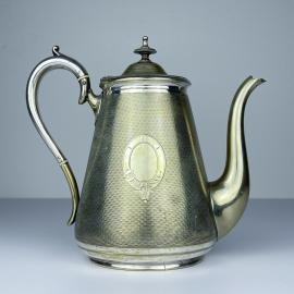 Antique silver plated coffee pot by BENETFINK&Co, Cheapside London, England, late 19th century