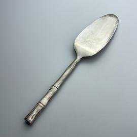 Vintage silver plated cake spatula with a bamboo-shaped handle, Italy 1950s