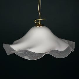Vintage white Murano glass pendant lamp, Italy 1970s