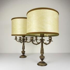Vintage large bronze table lamps, Italy 1950s, Set of 2