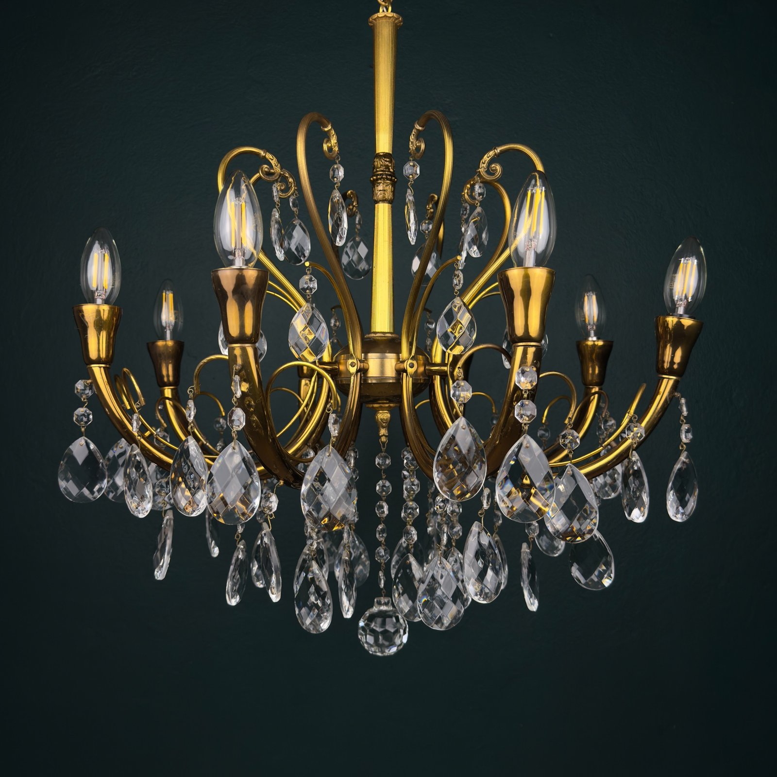 Vintage crystal chandelier, Italy 1950s
