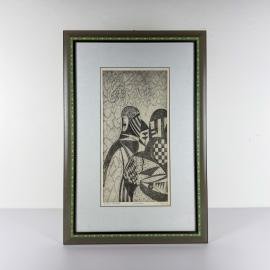 Graphics, etching, signature "Popy", Italy 1972