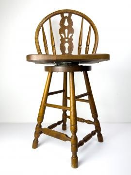 Vintage wooden bar swivel chair, Slovenia 1992