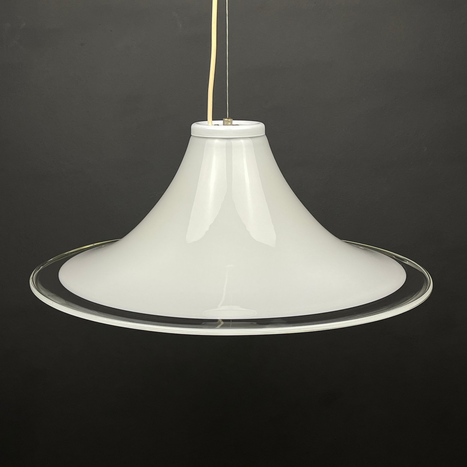 Murano glass white pendant lamp Italy 1970s