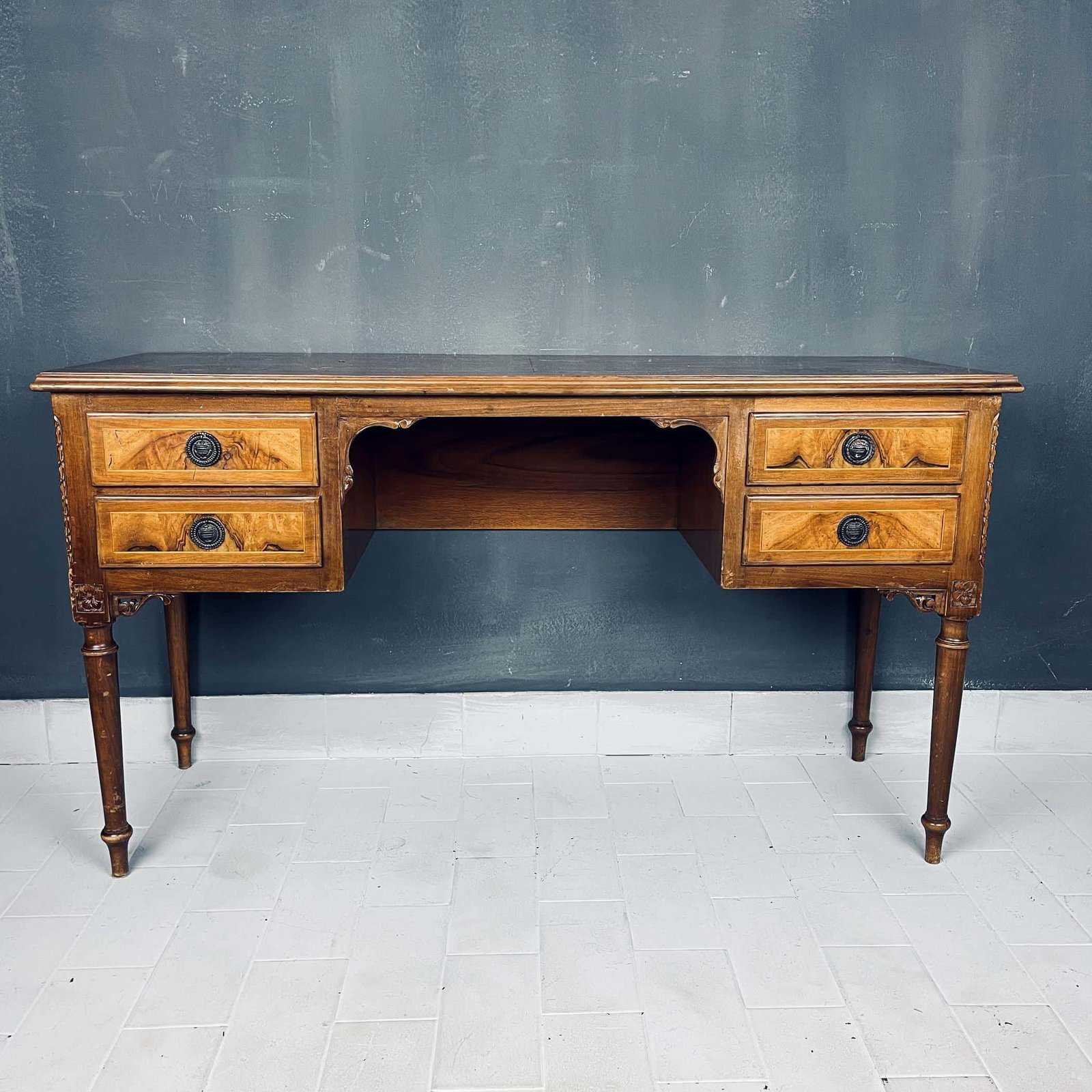 Vintage wood sideboard Italy 1950s venetian wooden console table