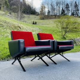 Set of 2 mid-century lounge armchairs Yugoslavia 1970s MCM furniture Retro home decor Original fabric