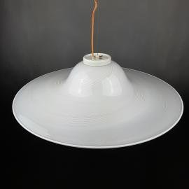 XXL Mid-century white murano glass pendant lamp Italy 1970s Retro lighting Space age UFO swirl lamp