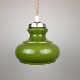Mid-century green glass pendant lamp Yugoslavia 1970s Retro ceiling light