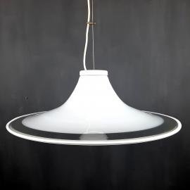 Murano glass white pendant lamp Italy 1970s Mid-century lighting XL ceiling lamp