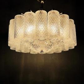 Vintage glass chandelier Italy 1960s Retro home decor Vintage lighting space age
