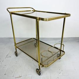 Vintage Serving Bar Cart Italy 1960s Retro trolley bar Brass Bar Wagon Drinks Trolley