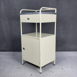 Vintage medical bedside industrial hospital cabinet Italy 1960s Serving bar medical cart table