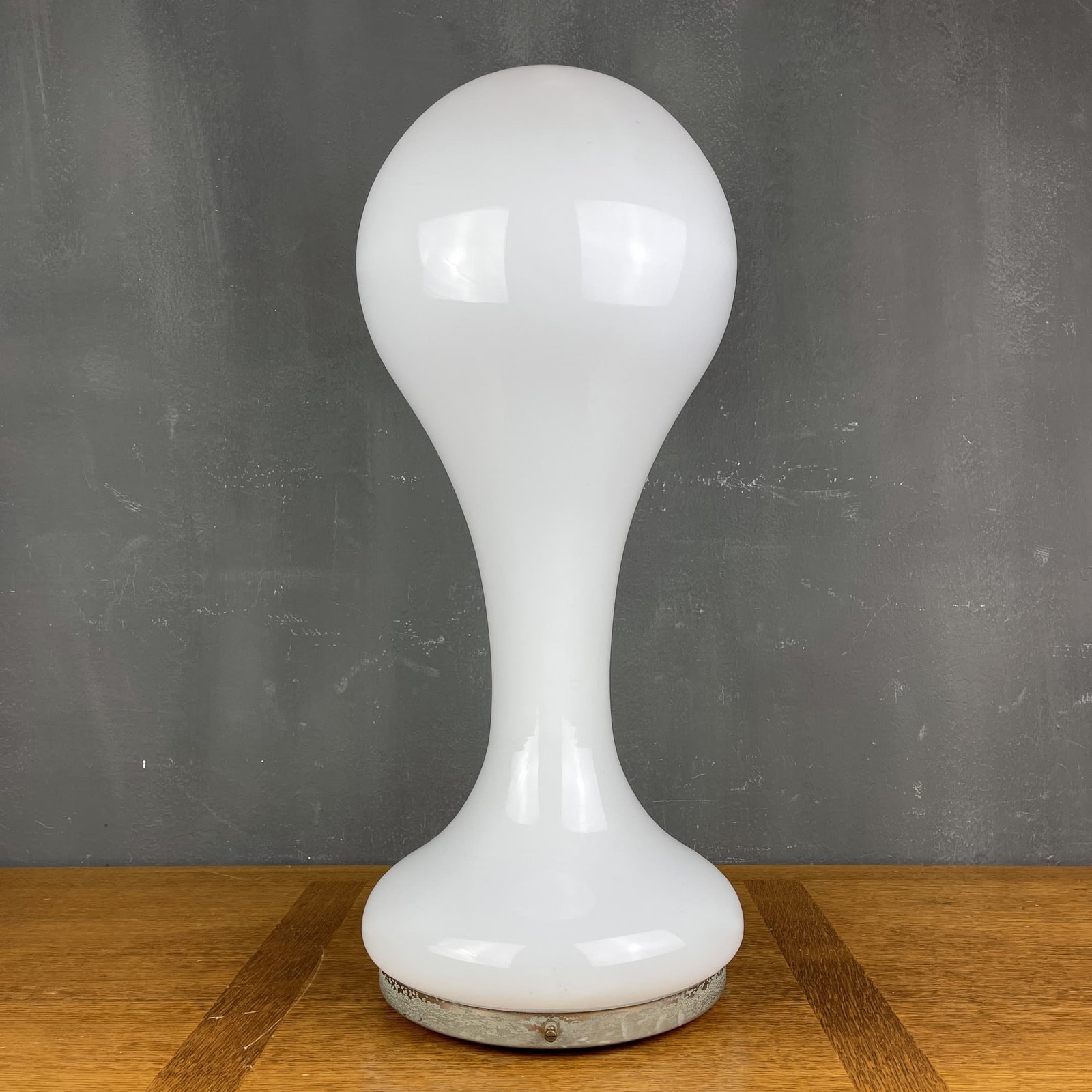 Large mid-century opaline white glass table or floor lamp Italy 1960s Art deco Italian modern