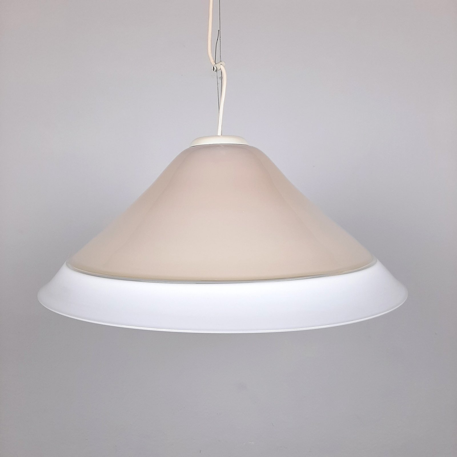 XL Retro murano glass lamp Italy 1970s Beige White Mid-century lighting Vintage murano