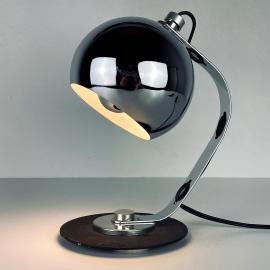 Mid-century desk lamp Eyeball Italy 1970s Space age Atomic metal chrome table lamp Retro home decor