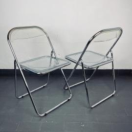 Pair of mid-century folding chairs Italy 1980s Italian modern Plia Design style Piretti Desk Chair diner chair