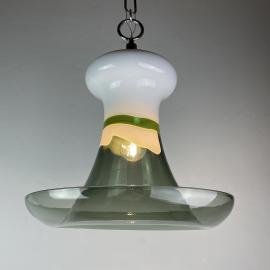 Mid-century Murano glass pendant lamp Italy 1970s milky white smoky glass murano chandelier Italian design lighting