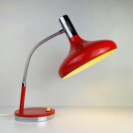 Mid-century red desk lamp Italy 1970s Vintage gooseneck lamp