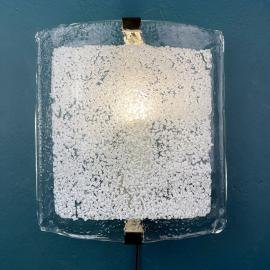 Vintage white murano glass wall lamp Italy 1950s Mid-century italian sconce