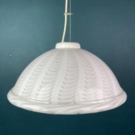 Retro swirl murano glass pendant lamp Italy 80s White Mid-century Lighting Vintage murano chandelier