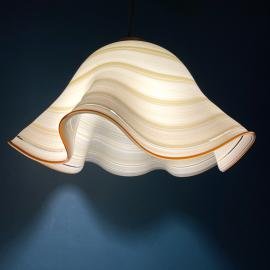 Mid-century beige swirl murano glass pendant lamp Fazzoletto De Majo Murano Venezia Italy 1970s Handblown murano lamp