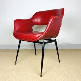 Mid-century red desk office chair Italy 1960s Vintage italian furniture Home office chair Egg chair