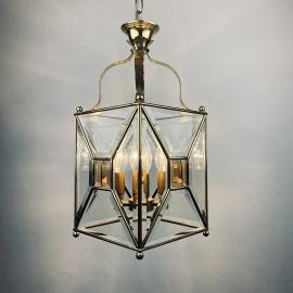 Vintage pendant lamp Italy '60s Brass Polished Glass Retro lighting Mid-century italian modern