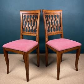 Pair of mid-century dining chairs Italy 60s Art nouveau Art deco Vintage home decor