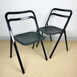 Set of 2 Italian Folding Chairs by Giorgio Cattelan for Cidue, 1970s Mid-century design chair Italian modern Set dining chair