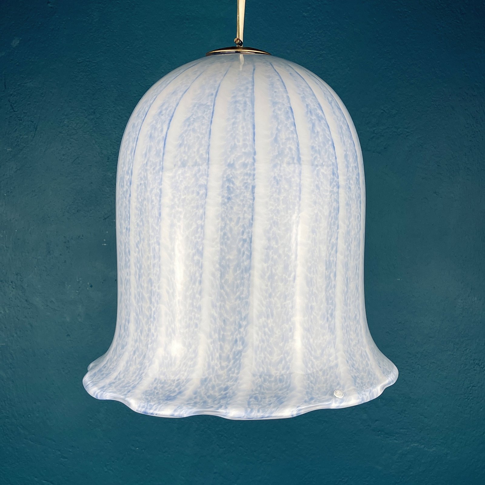 Vintage blue murano pendant lamp by manufacture "La Murrina" Italy 1980s MCM unique italian lighting
