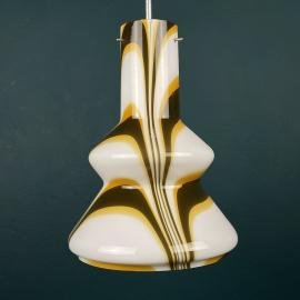 Mid-century brown opaline murano glass pendant lamp Italy 1950s
