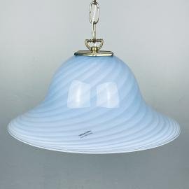 Vintage blue swirl murano pendant lamp Venice glass Italy 1980s MCM unique italian lighting