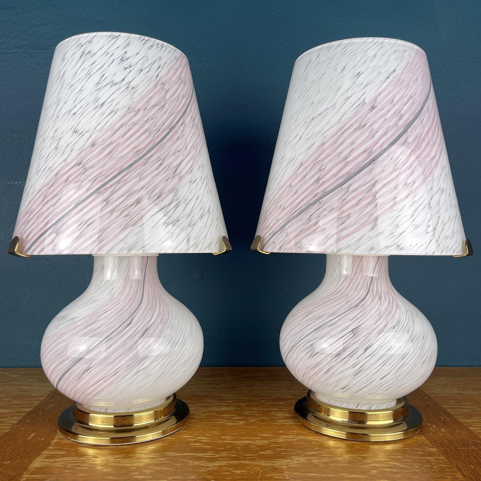 Pair of murano table lamps Mushroom Italy 1970s Italian Modern