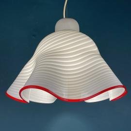 Vintage Murano Pendant Lamp Fazzoletto Vetri Murano Italy 1970s Mid-century Modern Italian Design