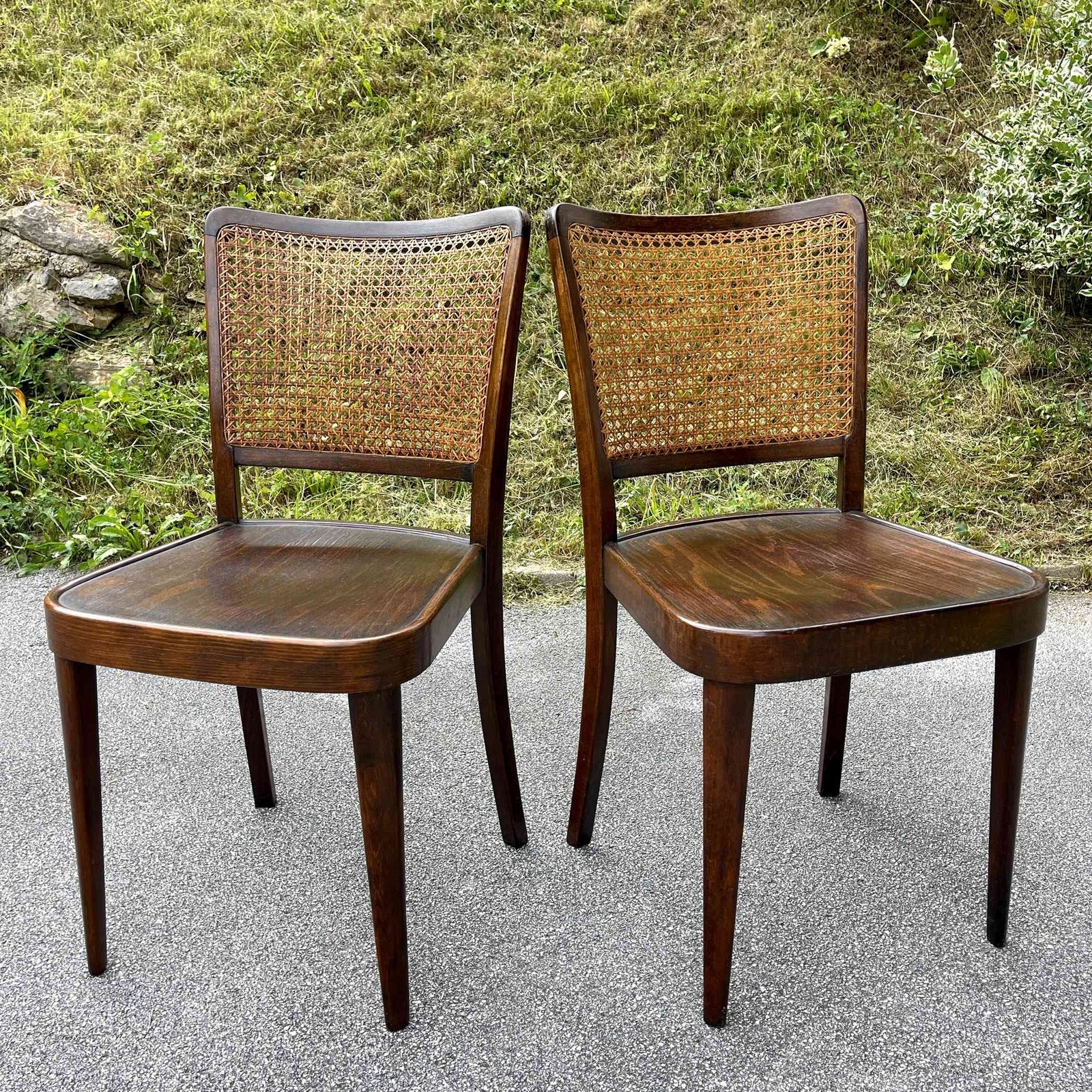 Set of 2 wood dining chairs Austria 1950s Rustic Farmhouse Chair Vintage chair