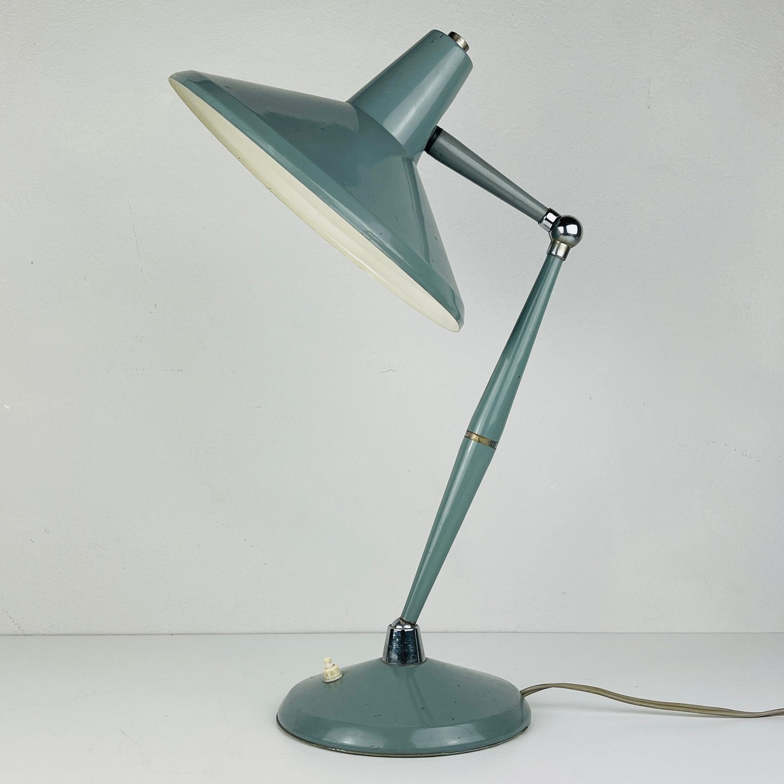 Mid-century gray desk lamp by Stilnovo Italy 1960s Vintage gooseneck lamp