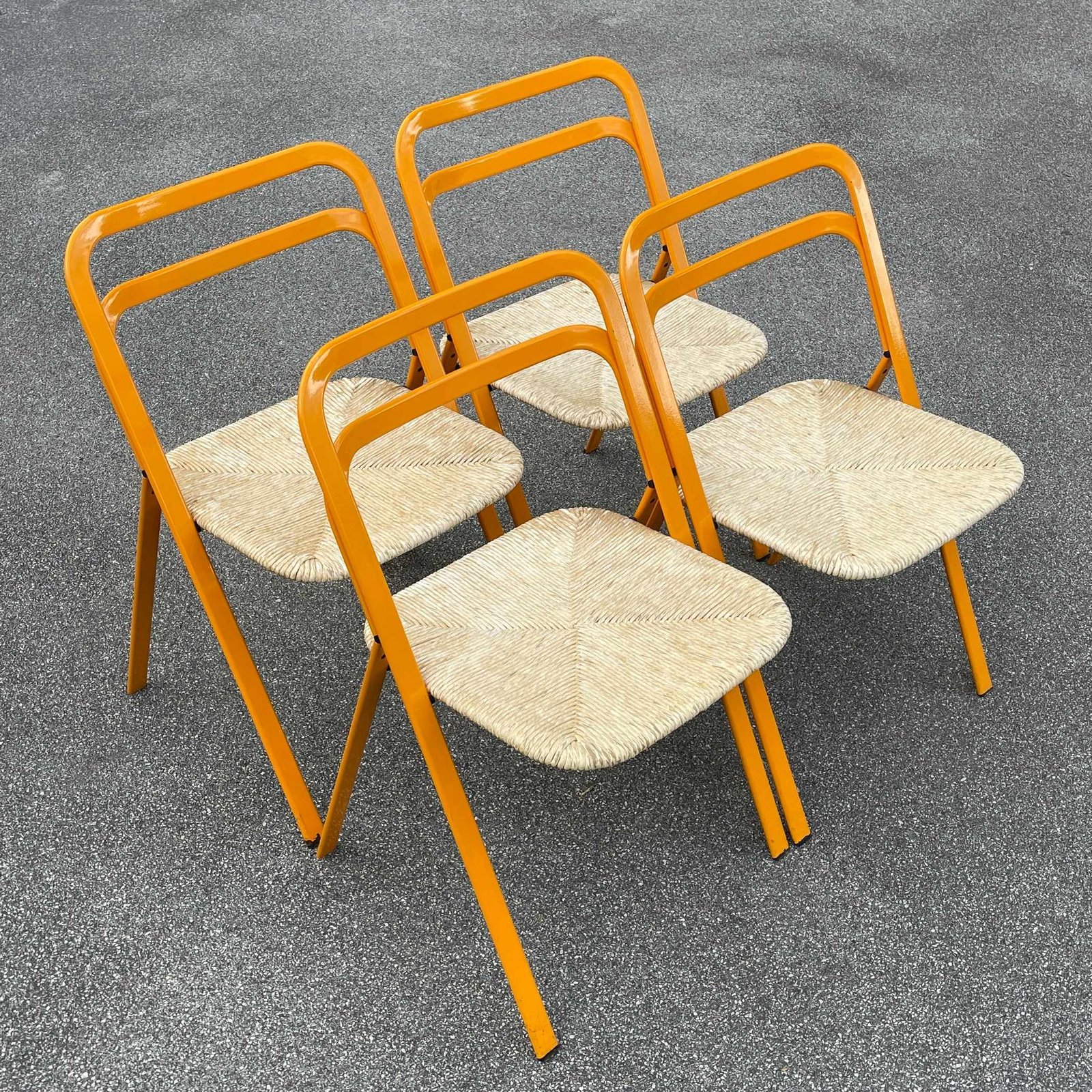 Set of 4 Italian Folding Chairs by Giorgio Cattelan for Cidue, 1970s Mid-century design chair Italian modern Set dining chair