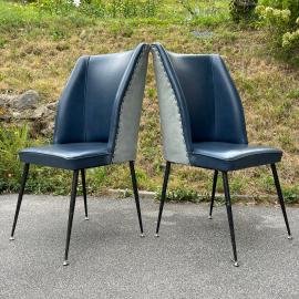 Set of 2 blue dining chairs Italy 1950s Mid-century italian modern Vintage living room