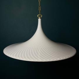 Classic swirl Murano glass pendant lamp Vetri Murano Italy 1970s White Mid-century Lighting Vintage chandelier